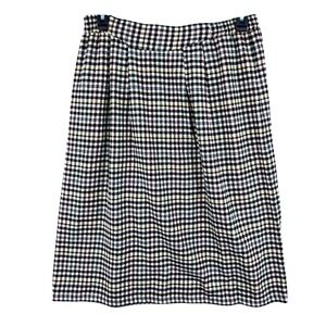 Summit Sportswear Plaid Long Skirt Size 12 Black White Wool Blend Dark Academia